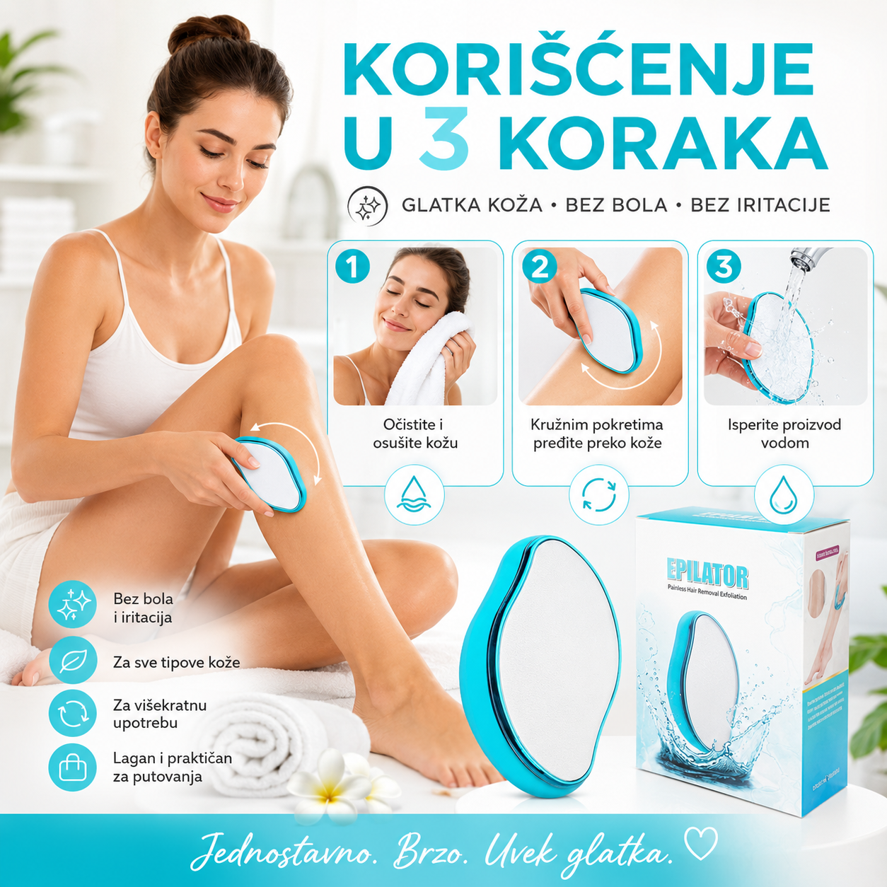Nano Kristalni Epilator – Bezbolno Uklanjanje Dlačica i Glatka Koža 1+2 GRATIS