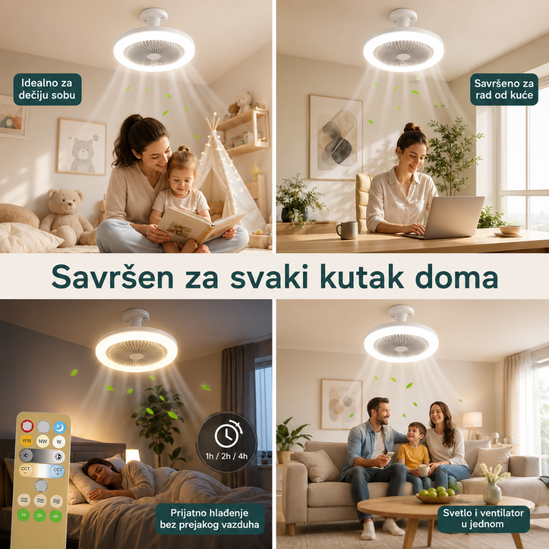 LED Luster Ventilator 3u1 – Svetlo, Ventilator i Daljinski